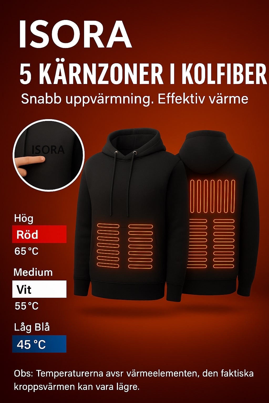 ISORA Värme Hoodie™ - Bärbar värme, maximal komfort